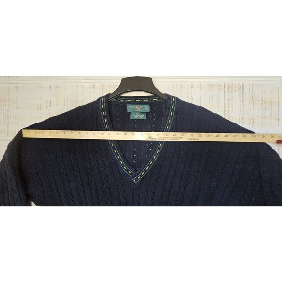Alan Paine XL Men's Knitwear V-neck Cotton Cable Knit Crickey Jumper Vtg - Picture 13 of 16